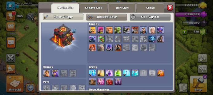 Clash of Clans (Android/iOS) SC ID- TH 10 - Level 81- Heroes(23/18) - Build 4 /full map nice