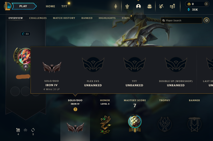 0lp Rank 100% HAND DERANKED - IRON 4 ( 0LP ) - 4W / 60L - AWFUL MMR - 35K BE ...