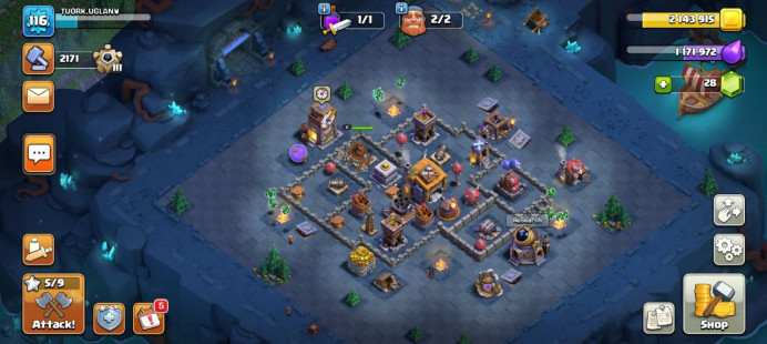 Clash of Clans (Android/iOS) SC ID- TH 12- Level 116- Heroes(42/42/17) - Build 6 /full map nice