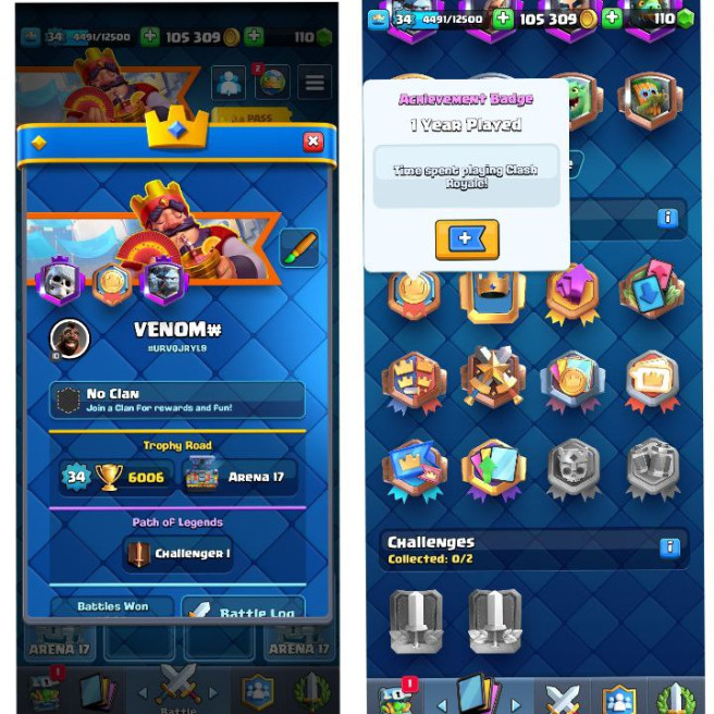 (Android/iOS) KT 11 - lvl 34 - Cards98/120- Max Card 1 _lvl 13 card 1 /Emote 32 / skin tower 2