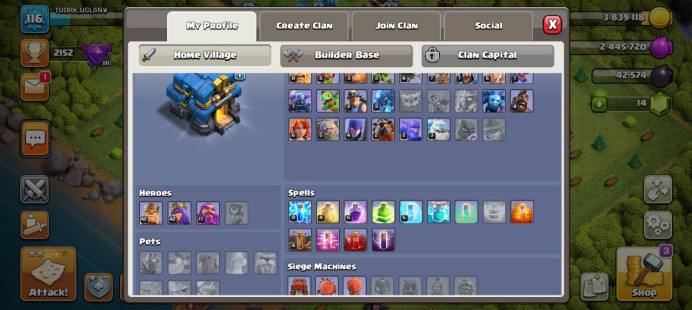 Clash of Clans (Android/iOS) SC ID- TH 12- Level 116- Heroes(42/42/17) - Build 6 /full map nice