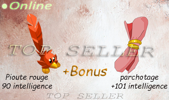 Parchotage +101 intelligence + Pioute rouge 90 intelligence + bonus - livraison 5 minutes