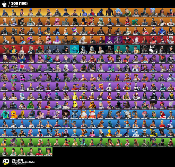 305 SKINS fornite account + 2900 vbucks