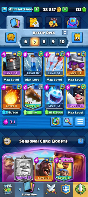 (Android/iOS) KT14 - lvl41 - Cards107/120 - Max Card 11 _lvl 13 card 2 /Emote 47 / skin tower 2