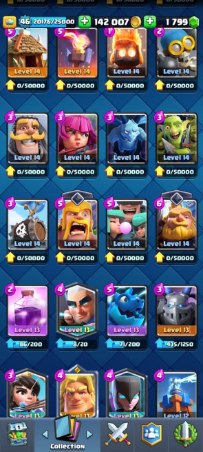 (Android/iOS) KT14 - lvl46 - Cards109/120- Max Card 35 _lvl 13 card 4 /Emote 58 / skin tower