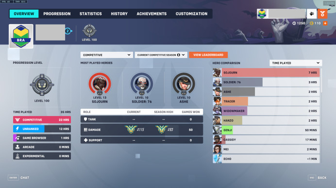 [SAFE] Season 8: TOP500 DPS / GM1 - Ready to Play/Rank - Overwatch Account TOP 500 Grandmaster 1 DPS