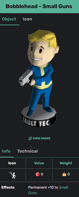 Bobblehead: Small Guns [+20% more damage with ballistic guns.] x1000 [Aid]