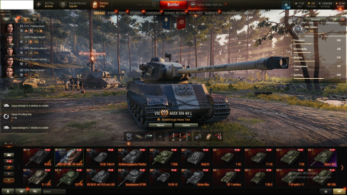 WOT account 53660 battles, with OBJ907, FV215B, 26X tier tanks in garage