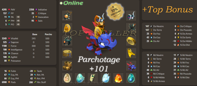 Panoplie Cra terre opti lvl 200 + Parchotage +100 all elements - Livraison 5 minutes - Draconiros