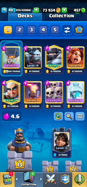 (Android/iOS) KT 13 - lvl 40 - Cards108/120 - Max Card 8 _lvl 13 card 3 /Emote 35/ skin tower 4