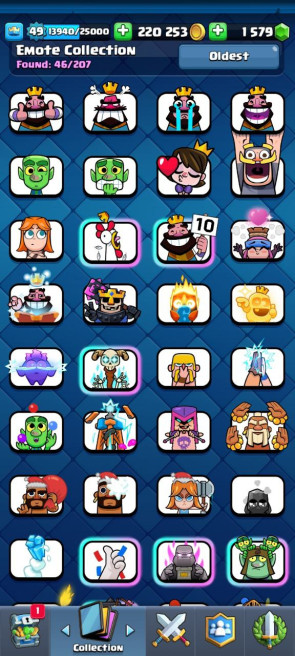 (Android/iOS) KT14 - lvl49 - Cards108/120 - Max Card 34&nbsp; _lvl 13 card 10 /Emote 46 / skin tower 4