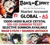 AS-Global - 13000-14500 Black Crystal + 100-130 Bond Summon Ticket + Selective Summon Available