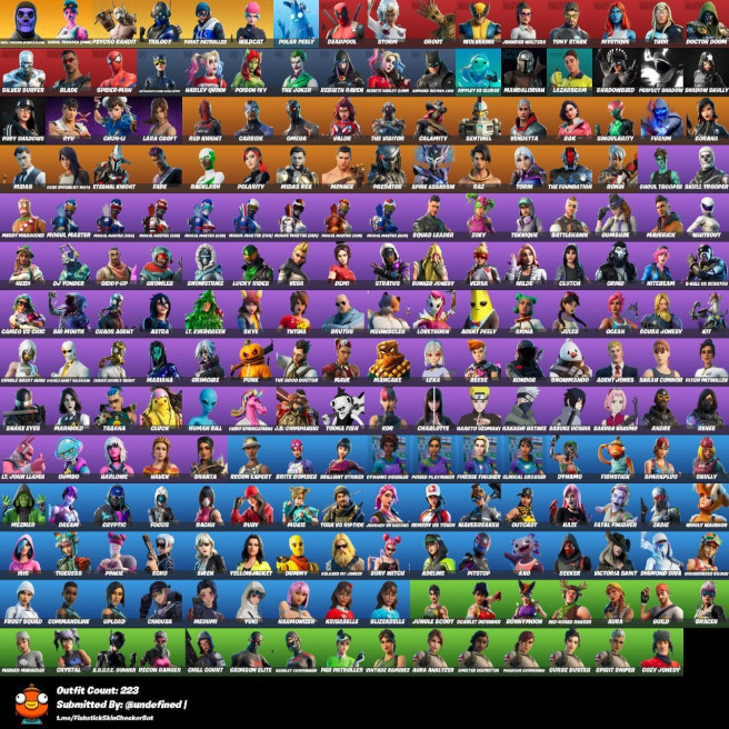 223 skins / OG Ghoul Trooper / OG Skull Trooper / Wildcat / Psycho Bandit / all linkable