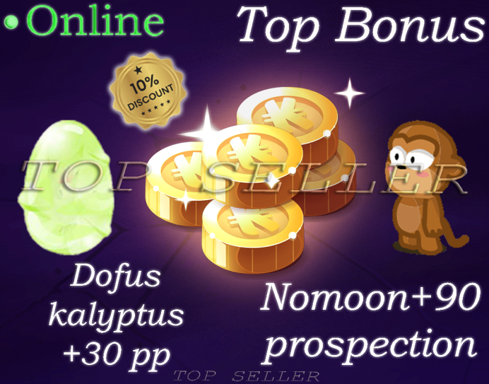 [ Allisteria ] : Kit Parchotage +101 Chance + Nomoon +90 Prospection + Dofus Kaliptus +30 Prospection + Top bonus - Delivery time ==> 5 minutes