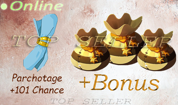 [ Allisteria ] : Kit Parchotage +101 Chance + Nomoon +90 Prospection + Dofus Kaliptus +30 Prospection + Top bonus - Delivery time ==> 5 minutes