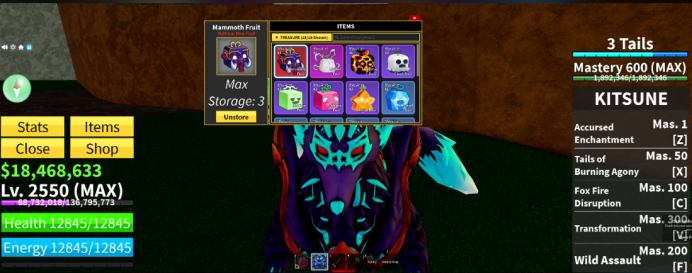 BLOX FRUITS MAXED (2550) V4 SANGUINE SHARK ANCHOR KITSUNE