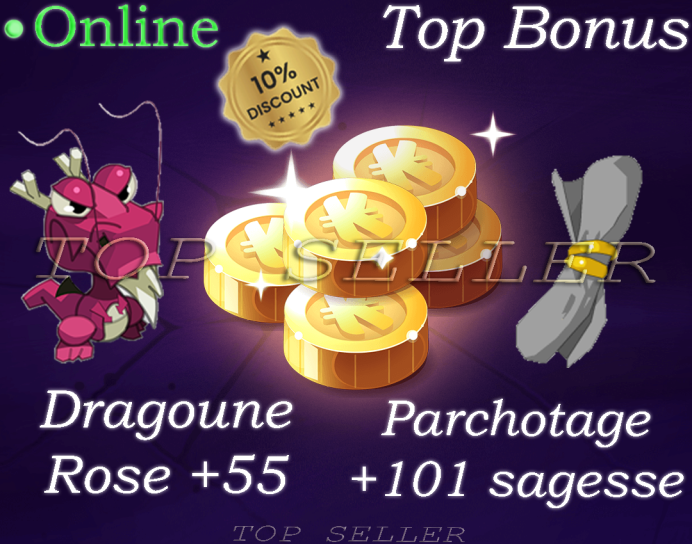 Fallanster : parchotage +101 sagesse / Chance + Dragoune rose +55 sagesse + Top bonus - livraison 5 minutes