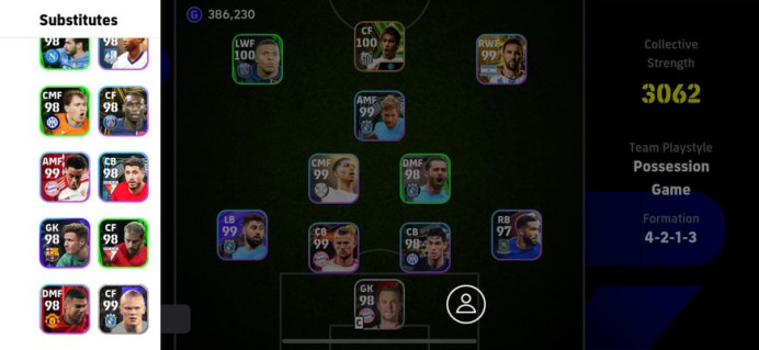 3062 Strength/ Epic( Dennis Law, Neymar Jr, Maradona, Nakamura, Ambrossini, Ferrer, Barry, Ochoa), Team Bayern Munich, POTW Team( Mbappe, Silva