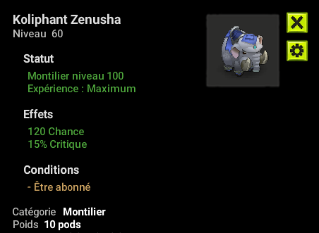 Tylezia : Koliphant Zenusha lvl 100 + Top Bonus - livraison 5 minutes