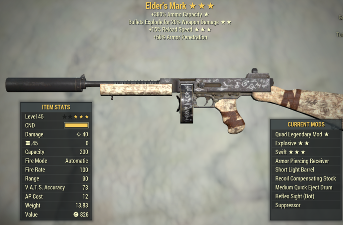 Quad Elder's Mark (Explosive/15% faster reload)