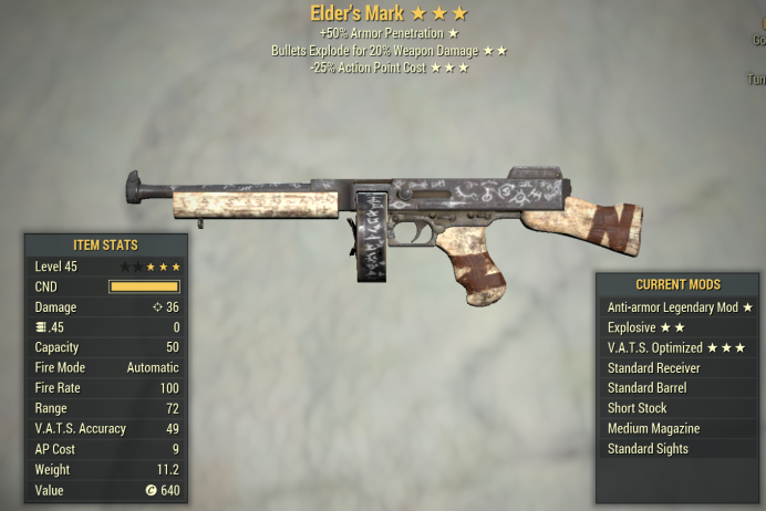 Anti-Armor Elder's Mark (Explosive/25% less VATS AP cost)