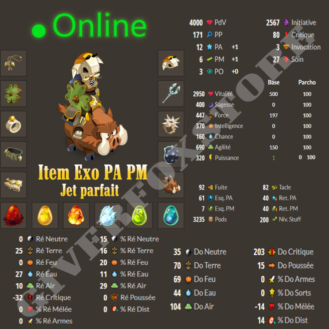 Tylezia>[ Panoplie Opti do crit - Exo pa Pm - Item Jet parfait , + 6 Dofus ( see picture ) ] - Fast Delivery - (Best Buy)