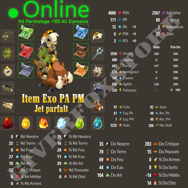 HellMina>[ Panoplie Opti do crit - Exo pa Pm - Item Jet parfait , + 6 Dofus ( see picture ) ] + [ Kit Parchotage Complet +100 ] - (Best Buy)