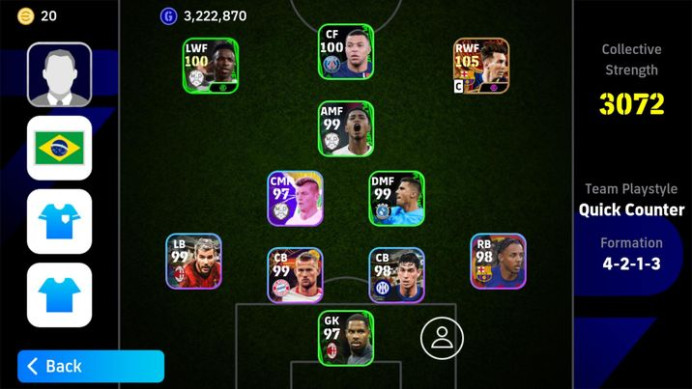 3072 Strength/Messi 105-Epic (Neymar Jr, Safee Ali,Chanithip) Team POTW (Vinicius ,Mbappe,Bellingham, Rodri,Haaland,Maigan,Cavarjal, Nunez-EF24