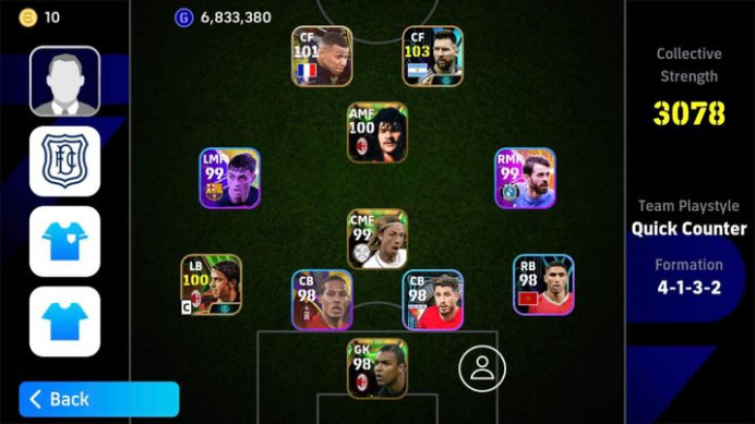 3078 Strength/HOT ACCOUNT!!!!-Full Pack Messi 103(Messi,Hakimi,De Paul,Romero......)-Epic(Guti,Dida,Gullit,Neymar,Cole,Donadoni-Mbappe 101-EF31