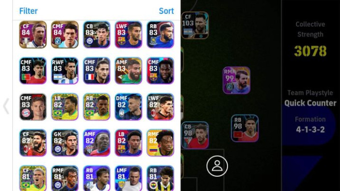 3078 Strength/HOT ACCOUNT!!!!-Full Pack Messi 103(Messi,Hakimi,De Paul,Romero......)-Epic(Guti,Dida,Gullit,Neymar,Cole,Donadoni-Mbappe 101-EF31