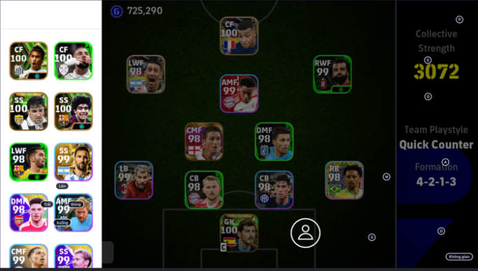 3072 Strength/2 of the best GK(Casillas,Oliver Kahn)-Epic(Del Piero,Neymar,Donnarumma,Casillas)-Legendary(Oliver Kahn,Lampard,Ferrer)-EF36