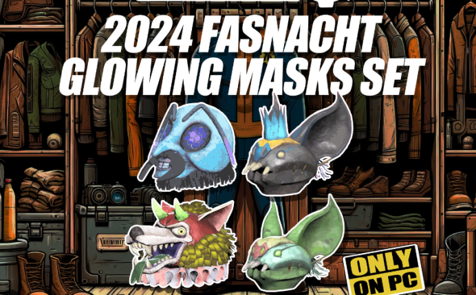 4 RARE glowing masks bundle [Fasnacht 2024 reward Honey Bee/Blue Devil/Scorchbeast Queen Mask]
