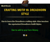 InGame Crafting Motif Book 55: Dreadhorn Style [PC-NA]