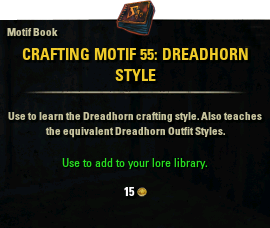 InGame Crafting Motif Book 55: Dreadhorn Style [PC-NA]