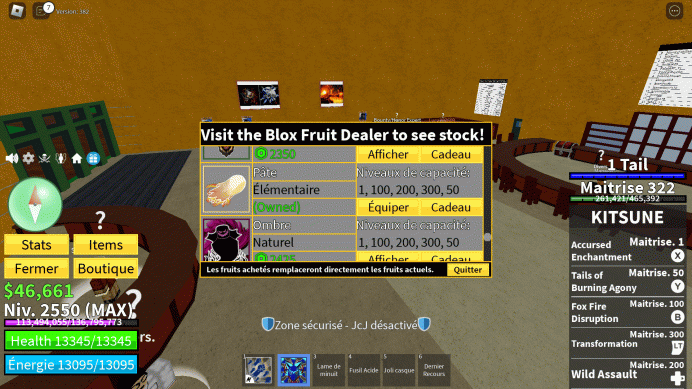 Blox fruits max lvl account with Kitsune and permanent dough and x2 money fruit and 30k fragments