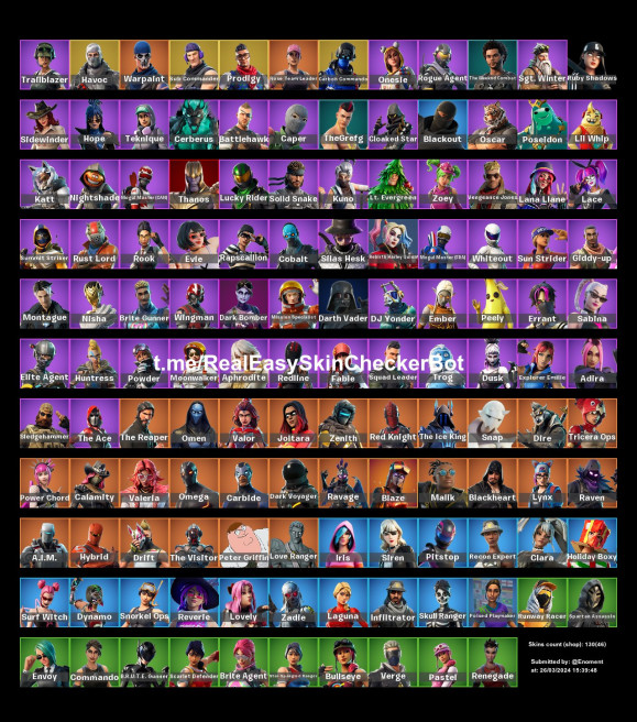 130 skins . The Reaper . 4 OG SKINS . STW . Joltara . Adira . Sabina . Elite Agent . Mogul Master (FRA) . Evie  Y44 