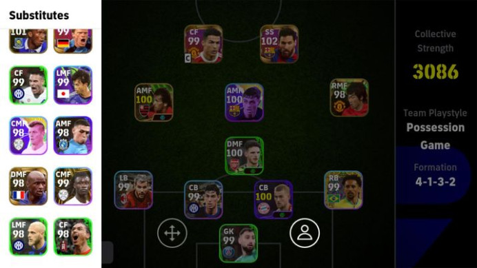 3086 Strength/BEST(Cristiano Ronaldo,Lionel Messi)-Legendary(Cristiano Ronaldo,Lionel Messi,Didier Drogba,Oliver Kahn,Vieira,Fernando Torres)