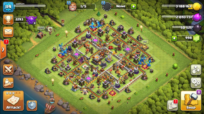 Clash of Clans (Android/iOS) SC ID- TH 11- Level 119- Heroes(38/36/20) - Build 6