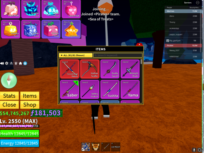 Blox Fruits / V3 Human / Leopard / CDK-GHM-HS / 54m Beli / 181k Fragments / Good Fruits / Unlinked