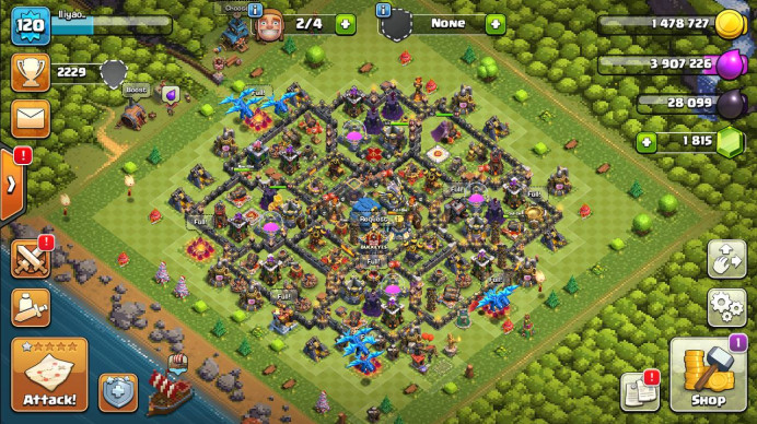 Clash of Clans (Android/iOS) SC ID- TH 12- Level 120- Heroes(37/40/19) - Build 6 -nice