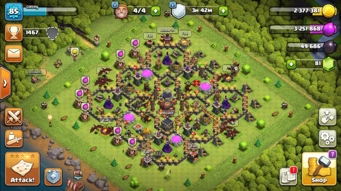 Clash of Clans (Android/iOS) SC ID- TH 10 - Level 85- Heroes(15/20) - Build 5