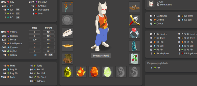 Fallanster>[ Panoplie Terre- Force , personnage lvl 180 a 195 avec Exo pm Gelano + Dofus ] - Livraison Rapide