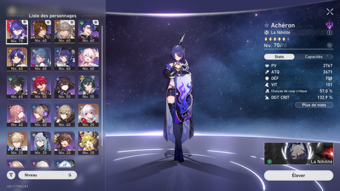Acheron + Acheron light cone + DR Ratio + Clara + Gepard + Multiple 4* 