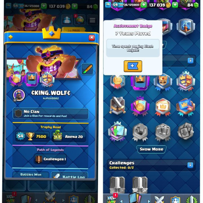 (Android/iOS) KT 15 - lvl 54 - Cards110/120 - Max Card 46 _lvl 13 card 6 /Emote 41 / skin tower 5
