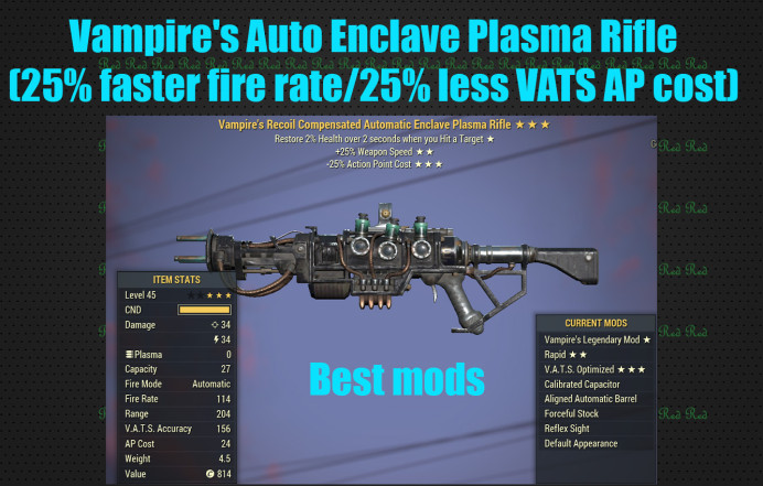 Vampire's Auto Enclave Plasma Rifle (25% faster fire rate/25% less VATS AP cost)