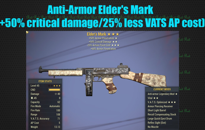 Anti-Armor Elder's Mark (+50% critical damage/25% less VATS AP cost)
