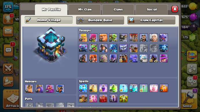 TH13/LVL175/HERO 58-57-28-14/WALL LVL 12-13/175 GEMS №2583
