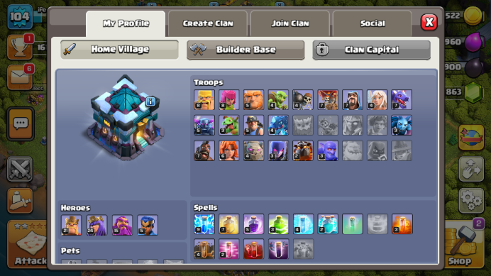 TH13/LVL104/HERO 21-24-15-5/WALL LVL 9-10/1863 GEMS №2590