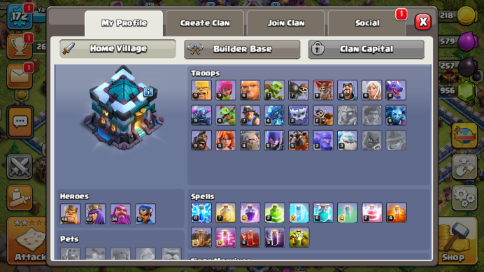 TH13/LVL172/HERO 48-63-34-12/WALL LVL 13/956 GEMS №2592