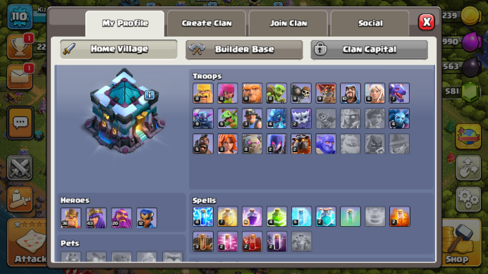 TH13/LVL110/HERO 36-43-20-12/WALL LVL 12/581 GEMS №2594